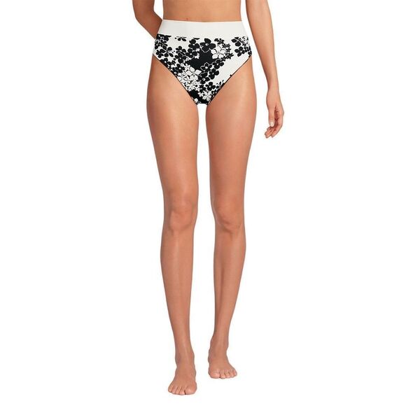 Land's End High Leg Reversible bikini bottom in black egret floral shadow Medium - Picture 6 of 8